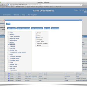 web based asset tracking and advanced searching with WiseTrack